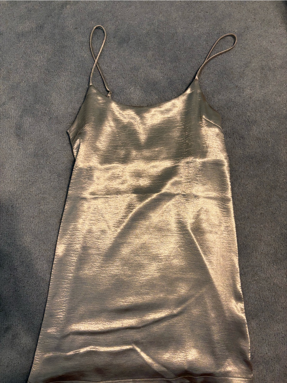 silence + noise Metallic Slip Mini Dress in silver